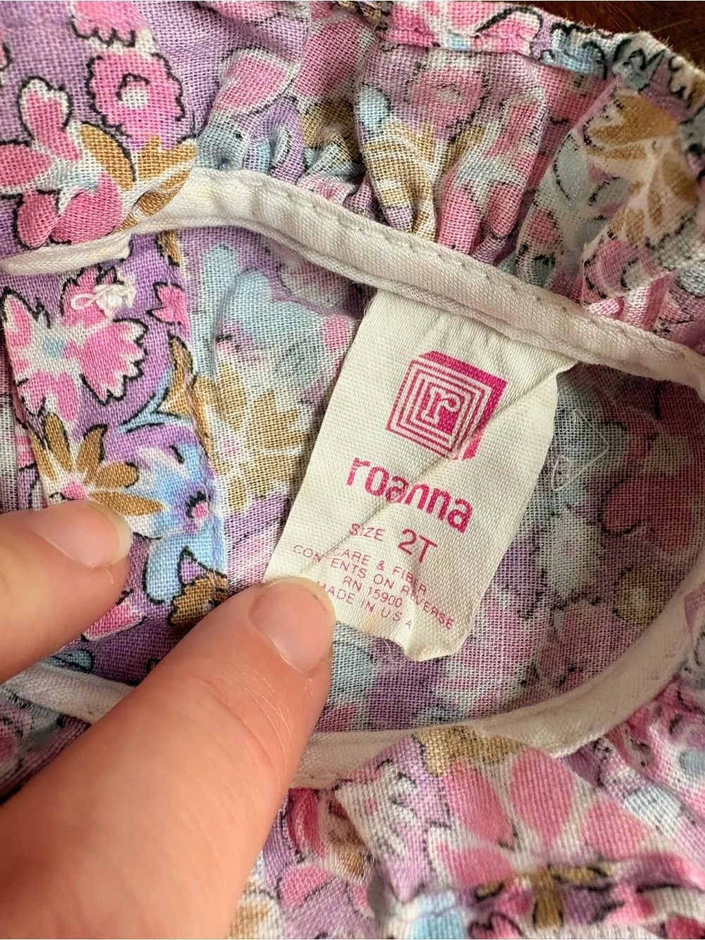Vintage Roanna 2T Floral Pink Lace Collar Dress